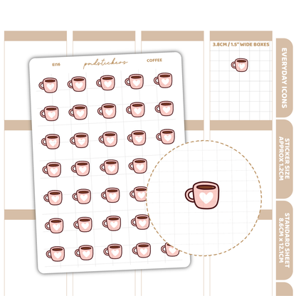 Coffee Everyday Icon Stickers | Planner Stickers | EI16