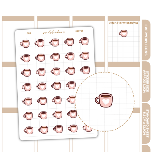 Coffee Everyday Icon Stickers | Planner Stickers | EI16