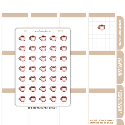 Coffee Everyday Icon Stickers | Planner Stickers | EI16
