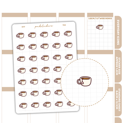 Tea Everyday Icon Stickers | Planner Stickers | EI17