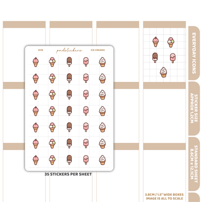 Ice Cream Everyday Icon Stickers | Planner Stickers | EI18