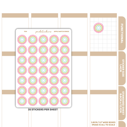 Apple Watch Rings Stickers | Functional Planner Stickers | F04