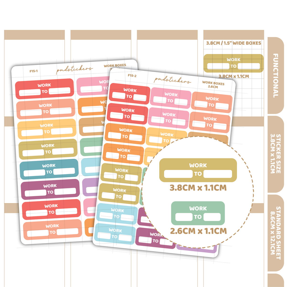Work Box Stickers | Functional Planner Stickers | F15