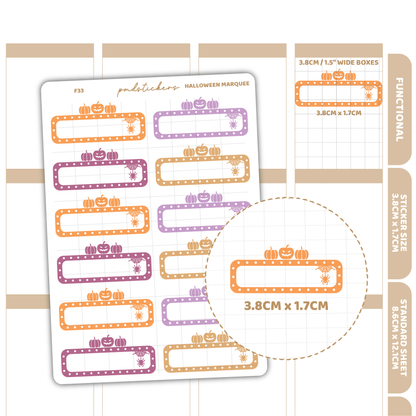 Halloween Movie Marquee Box Stickers | Functional Planner Stickers | F33