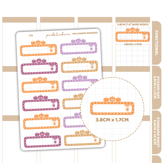 Halloween Movie Marquee Box Stickers | Functional Planner Stickers | F33