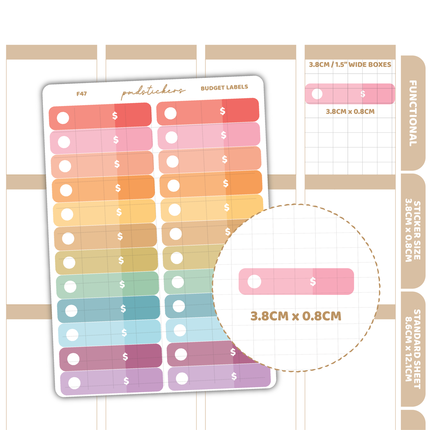 Budget Label Stickers | Functional Planner Stickers | F47