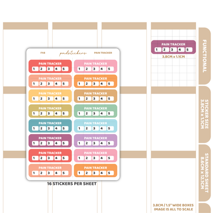 Pain Tracker Stickers | Functional Planner Stickers | F48