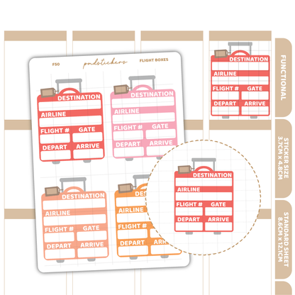 Flight Box Stickers | Functional Planner Stickers | F50