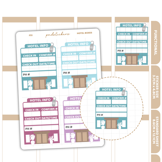 Hotel Box Stickers | Functional Planner Stickers | F51