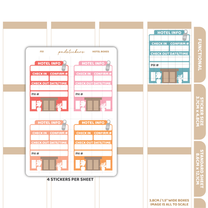 Hotel Box Stickers | Functional Planner Stickers | F51