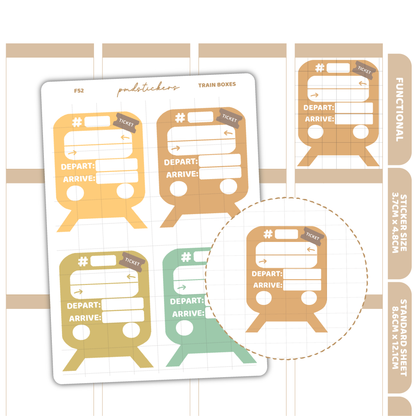 Train Box Stickers | Functional Planner Stickers | F52