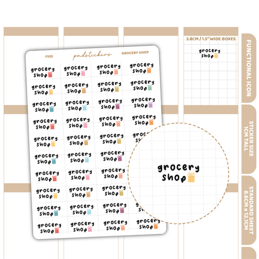 Grocery Shop Stickers | Functional Icon Planner Stickers | FI05