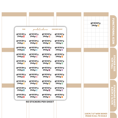 Grocery Shop Stickers | Functional Icon Planner Stickers | FI05