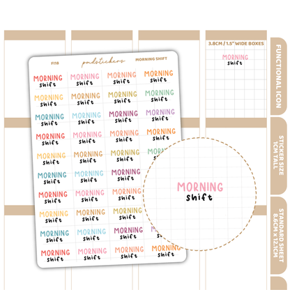 Morning Shift Stickers | Functional Icon Planner Stickers | FI18