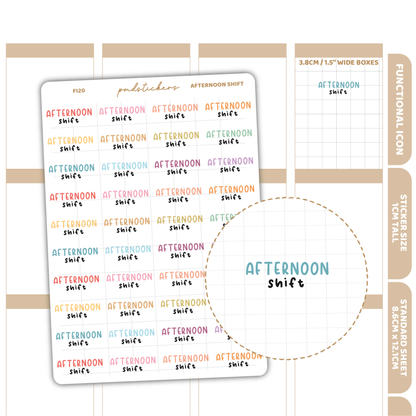 Afternoon Shift Stickers | Functional Icon Planner Stickers | F20