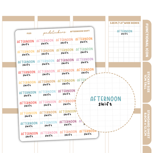 Afternoon Shift Stickers | Functional Icon Planner Stickers | F20