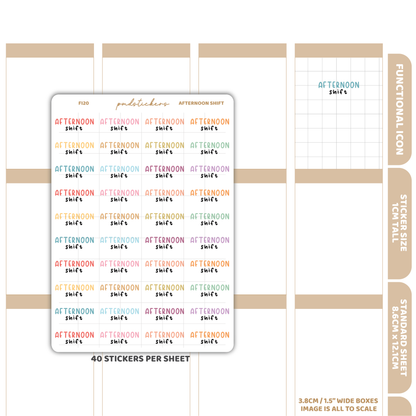 Afternoon Shift Stickers | Functional Icon Planner Stickers | F20