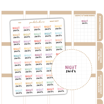 Night Shift Stickers | Functional Icon Planner Stickers | FI21