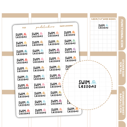 Swim Lessons Stickers | Functional Icon Planner Stickers | FI23