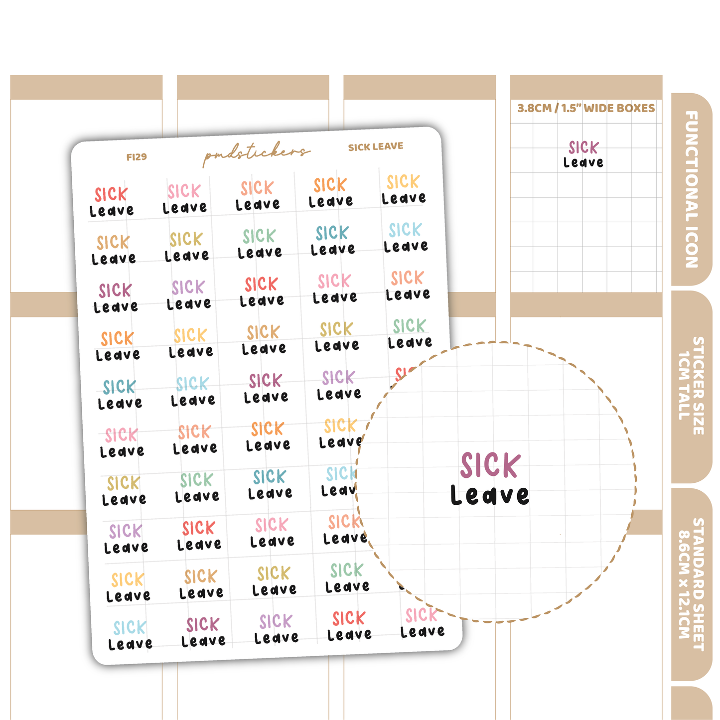 Sick Leave Stickers | Functional Icon Planner Stickers | FI29