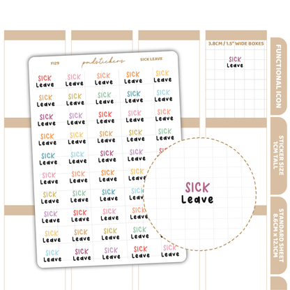 Sick Leave Stickers | Functional Icon Planner Stickers | FI29
