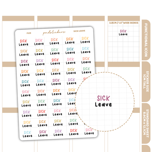 Sick Leave Stickers | Functional Icon Planner Stickers | FI29