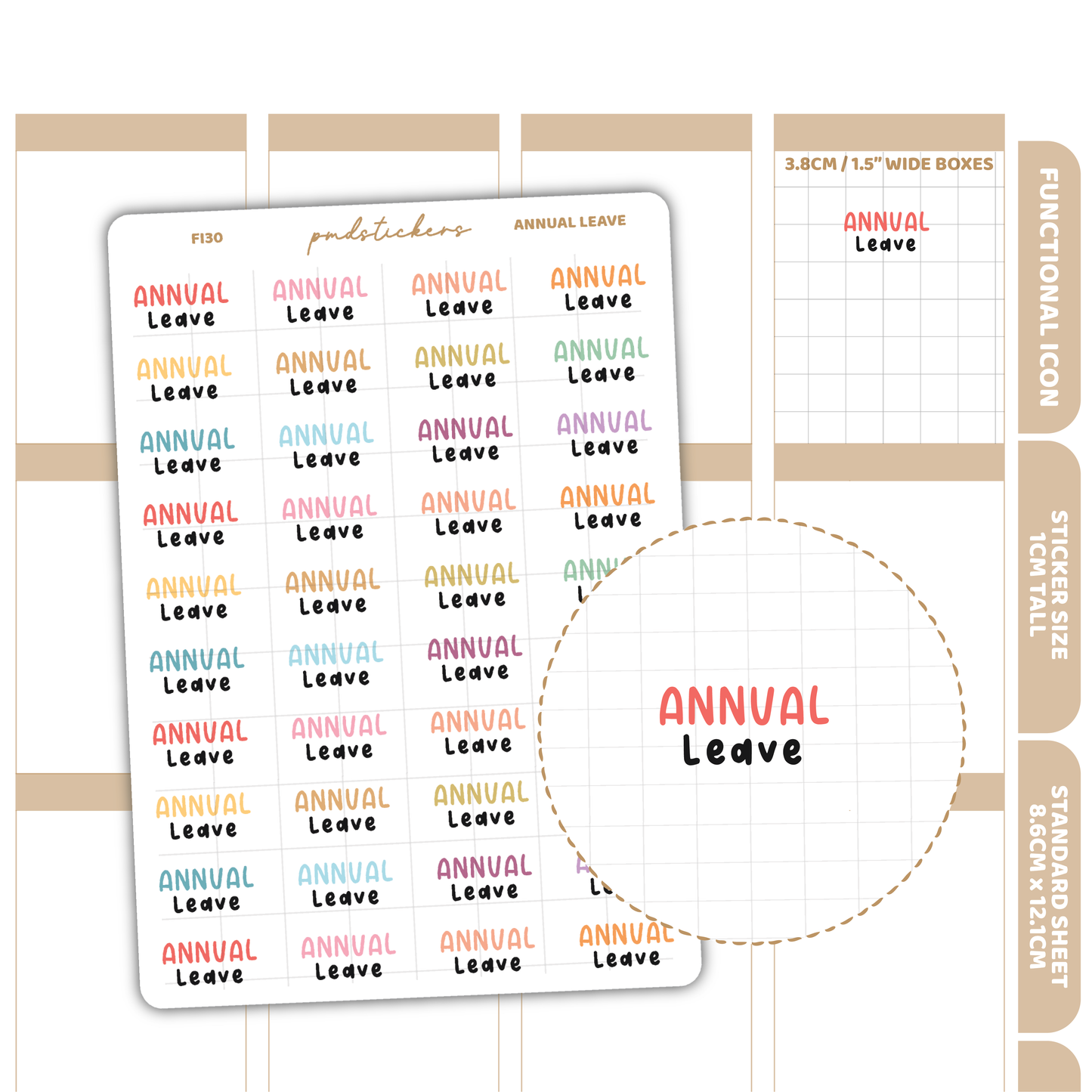 Annual Leave Stickers | Functional Icon Planner Stickers | FI30