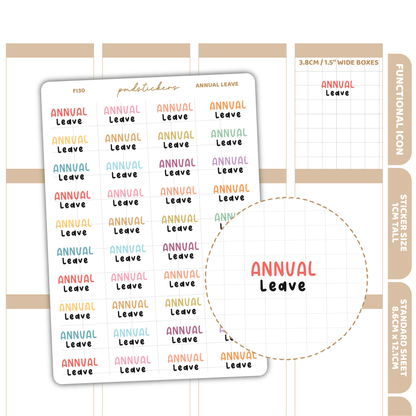 Annual Leave Stickers | Functional Icon Planner Stickers | FI30