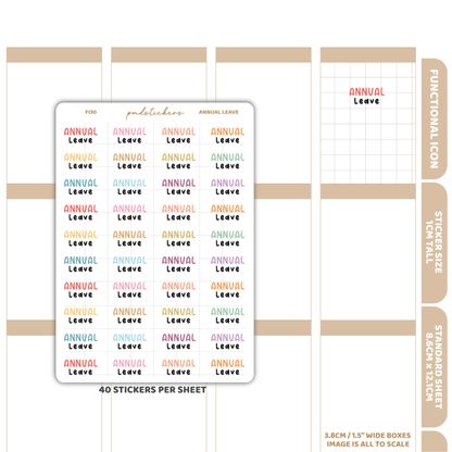 Annual Leave Stickers | Functional Icon Planner Stickers | FI30