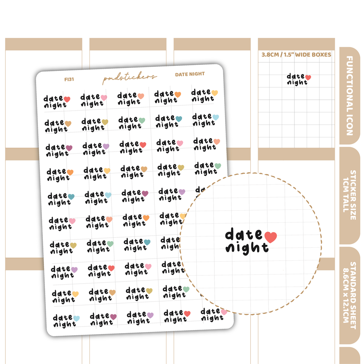 Date Night Stickers | Functional Icon Planner Stickers | FI31 – PMD ...
