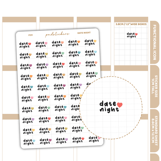 Date Night Stickers | Functional Icon Planner Stickers | FI31