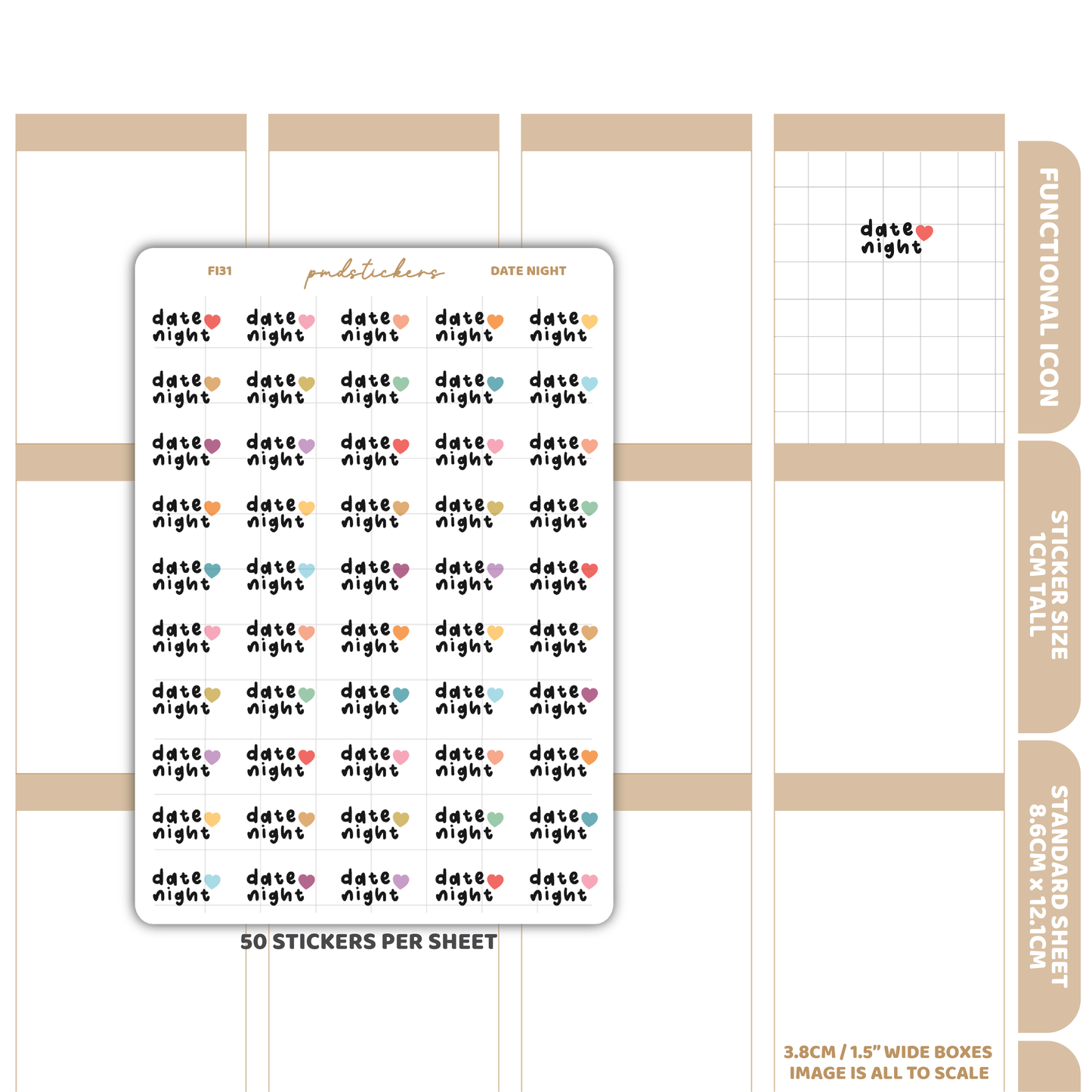 Date Night Stickers | Functional Icon Planner Stickers | FI31