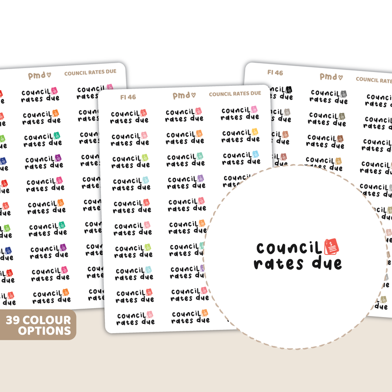 Council Rates Due Stickers | FI46