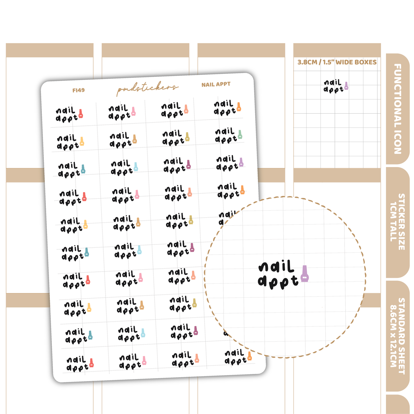 Nail Appt Stickers | Functional Icon Planner Stickers | FI49