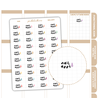 Nail Appt Stickers | Functional Icon Planner Stickers | FI49