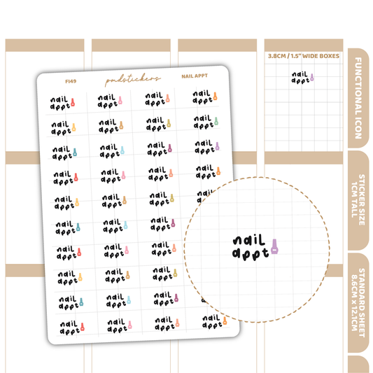 Nail Appt Stickers | Functional Icon Planner Stickers | FI49