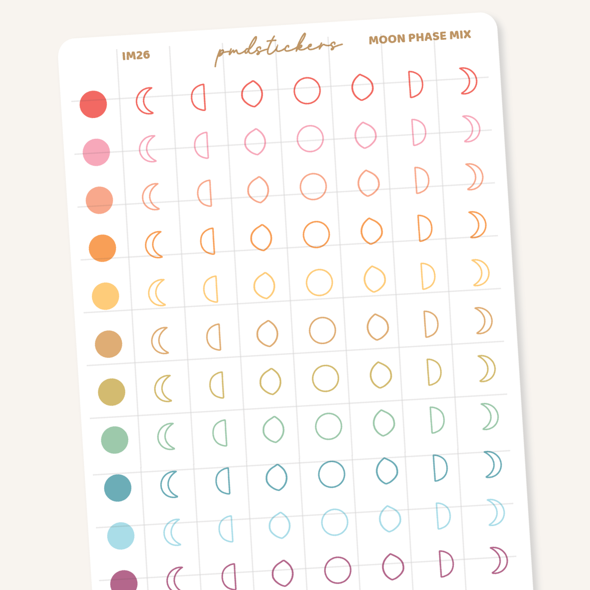 Moon Phase Mix Mini Icon Dot Stickers | Planner Stickers | IM26