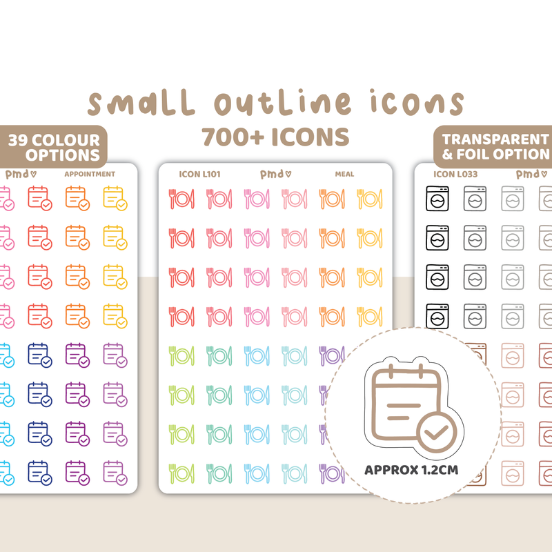 Small Outline Icon Stickers | 700+ Icons | ICON L000