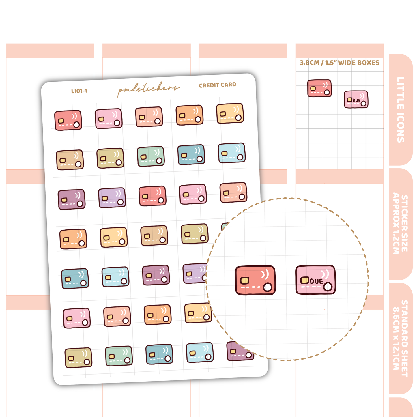Credit Card Little Icon Stickers | Planner Stickers | LI01