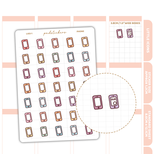 Phone Little Icon Stickers | Planner Stickers | LI03