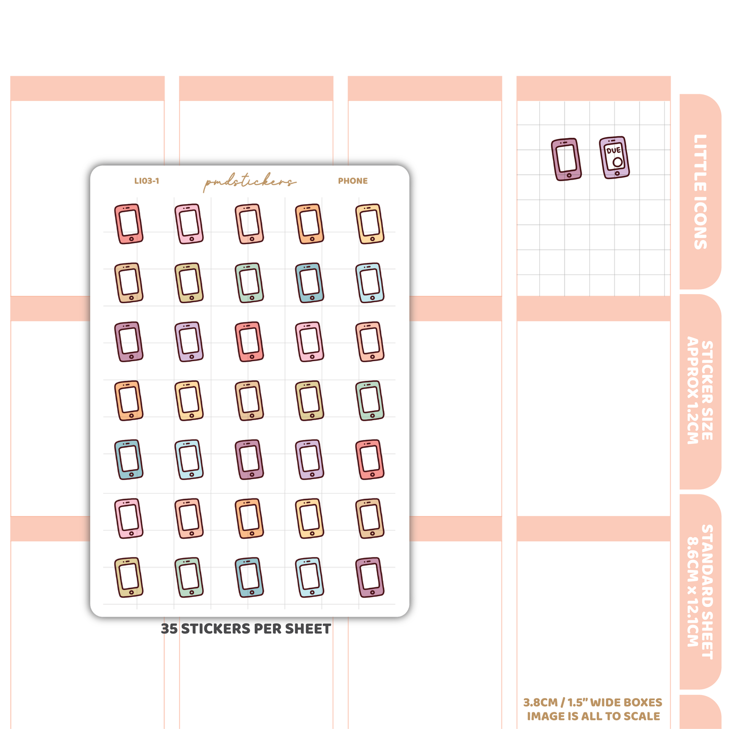 Phone Little Icon Stickers | Planner Stickers | LI03