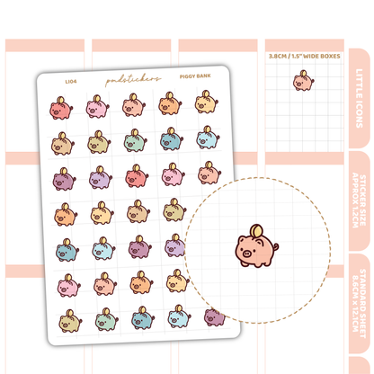 Piggy Bank Little Icon Stickers | Planner Stickers | LI04