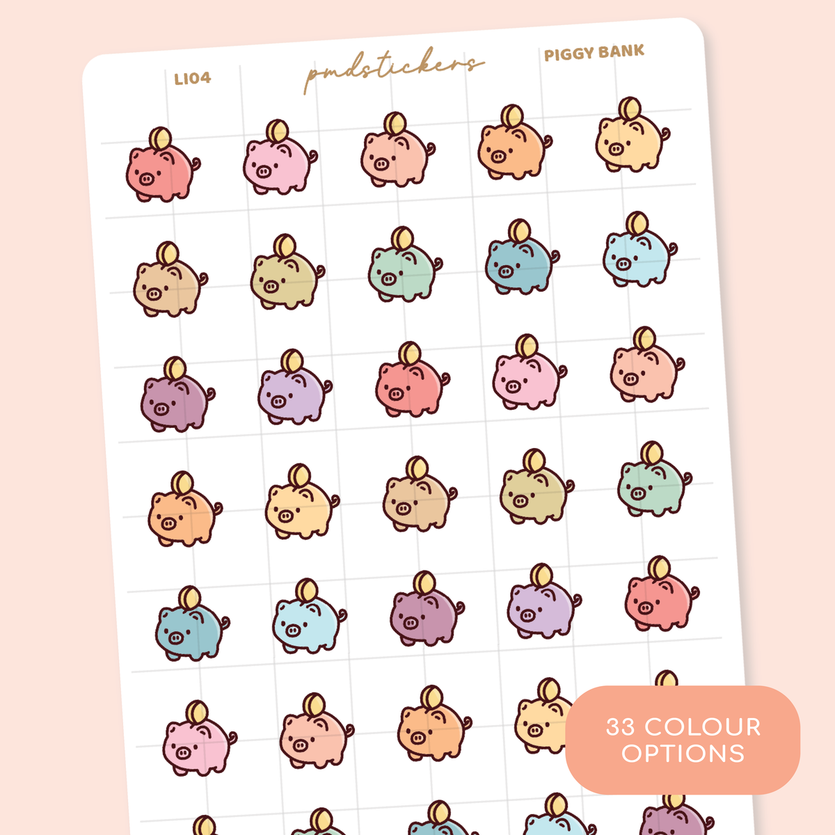 Piggy Bank Little Icon Stickers | Planner Stickers | LI04