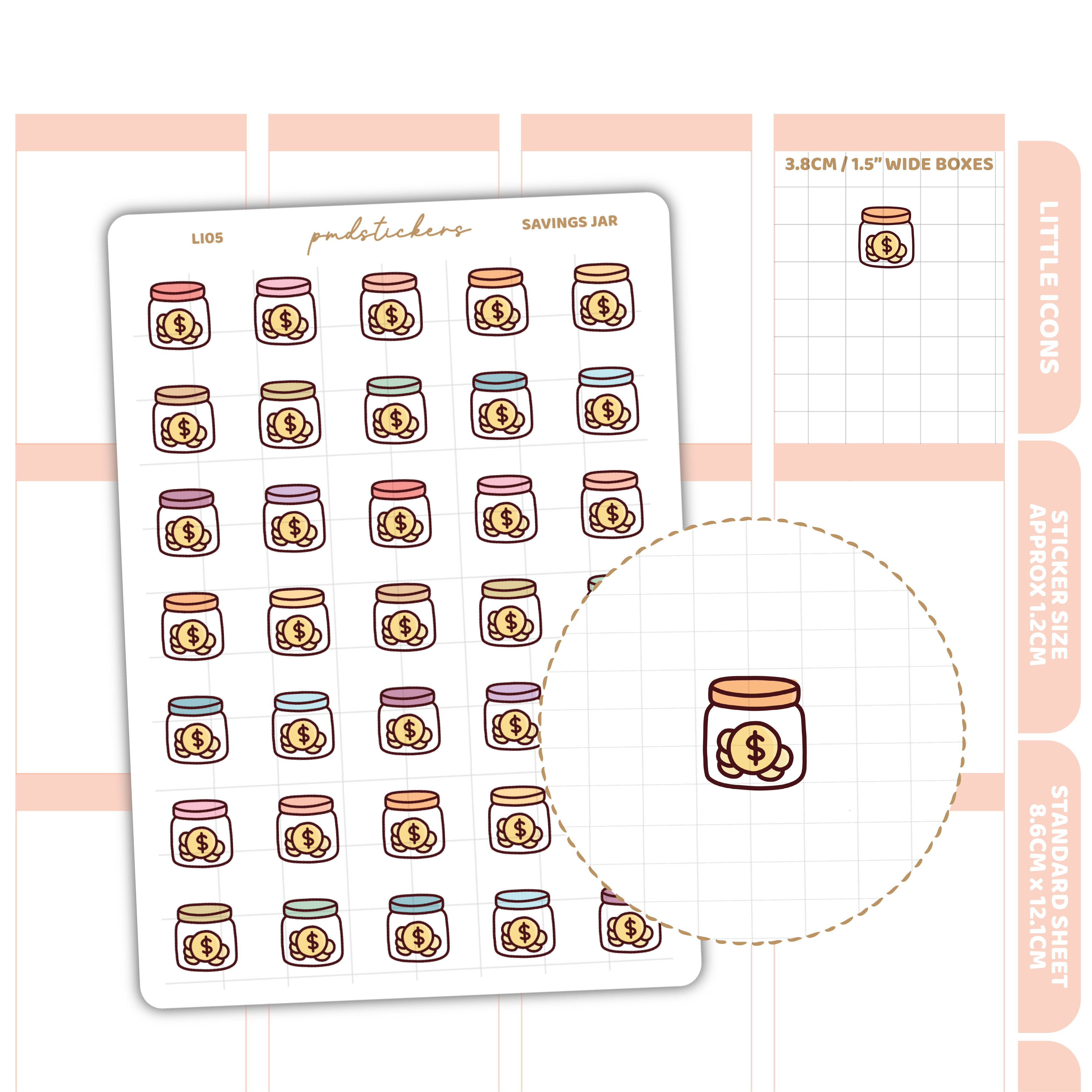 Savings Jar Little Icon Stickers | Planner Stickers | LI05 – PMD Stickers