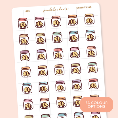 Savings Jar Little Icon Stickers | Planner Stickers | LI05