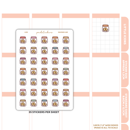 Savings Jar Little Icon Stickers | Planner Stickers | LI05