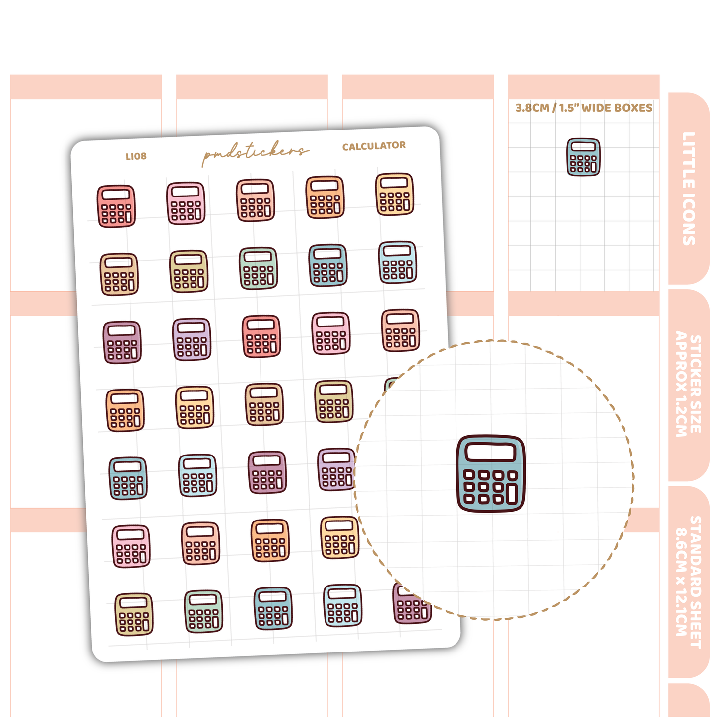 Calculator Little Icon Stickers | Planner Stickers | LI08