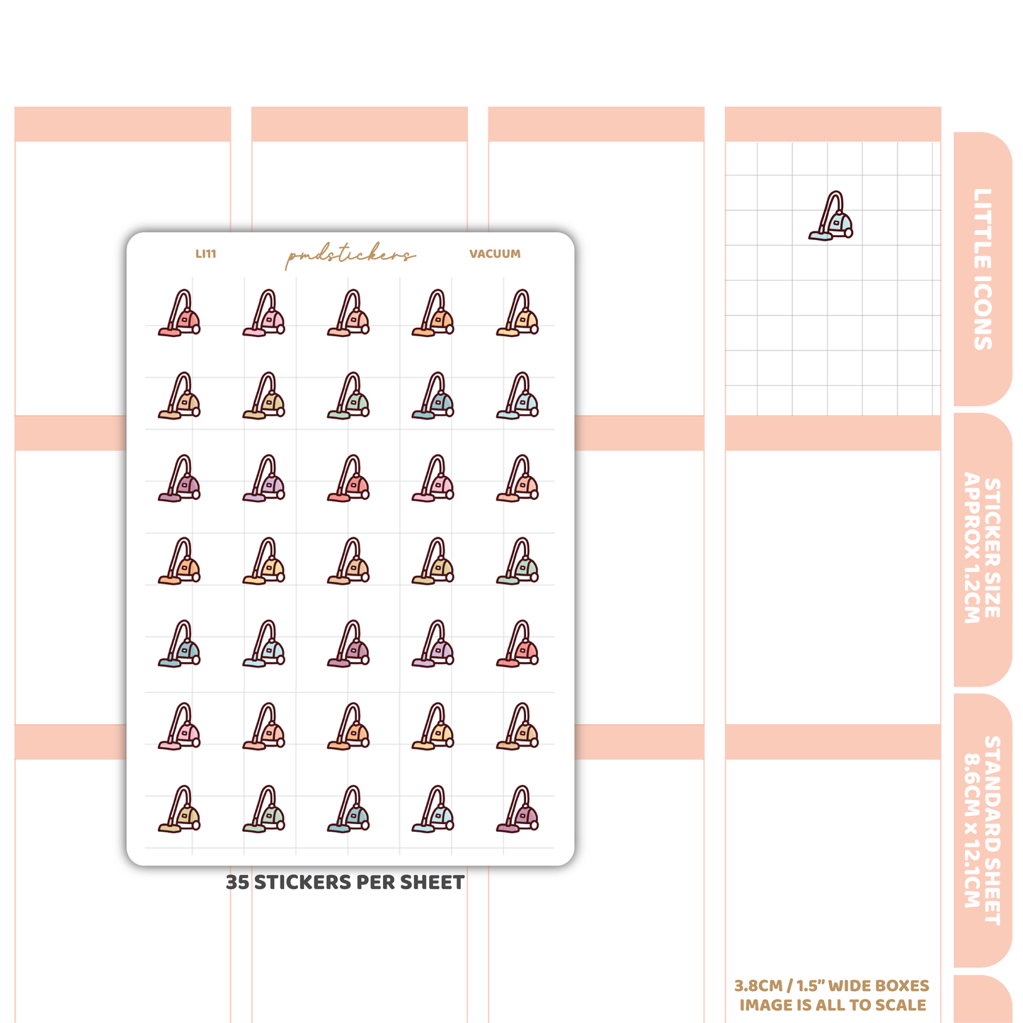 Vacuum Little Icon Stickers | Planner Stickers | LI11