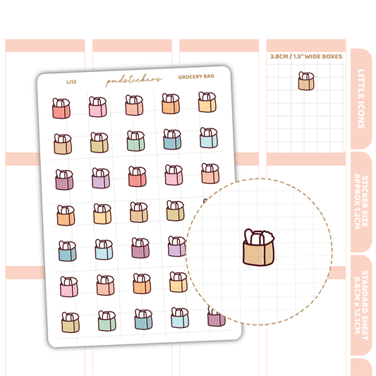 Grocery Bag Little Icon Stickers | Planner Stickers | LI13