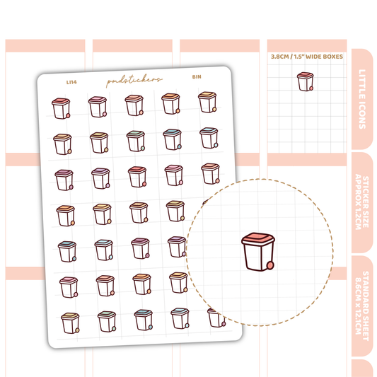 Bin Little Icon Stickers | Planner Stickers | LI14